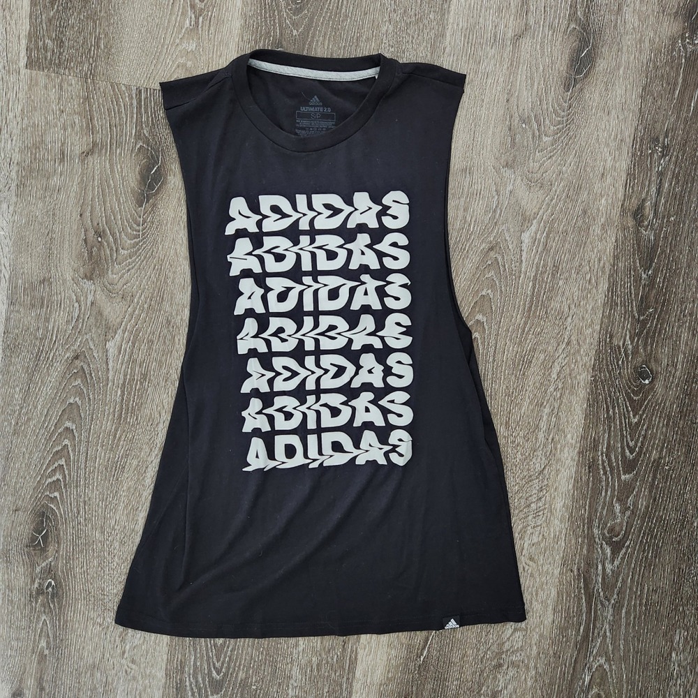 Adidas Ultimate 2.0 Black Muscle Tank Top Sleeveless Graphic Logo Shirt Small